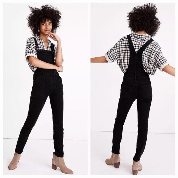 Abercrombie & Fitch Pants - ABERCROMBIE & FITCH Skinny Overalls in Black Women’s Denim Side Zip Size 25